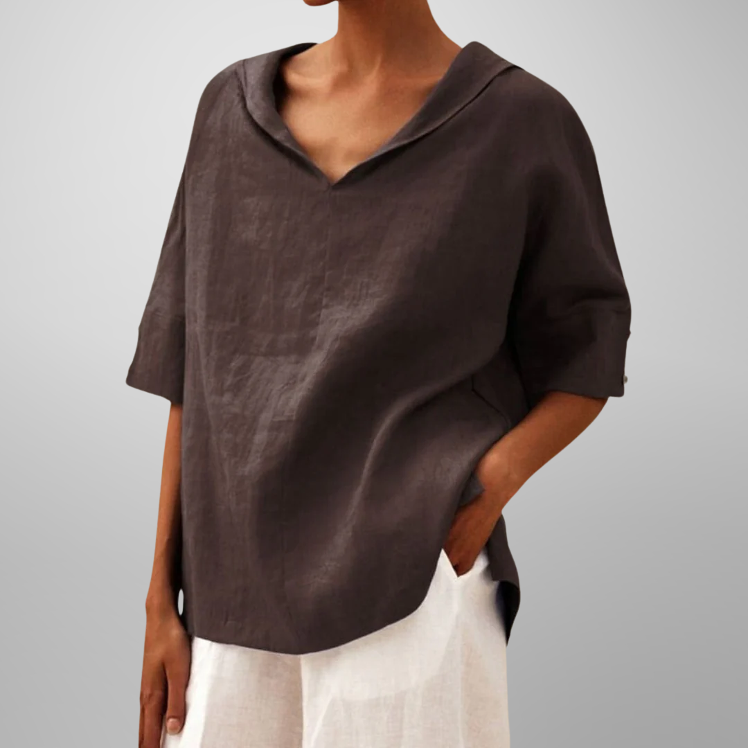 Calista™ - V-NECK TOP WITH COLLAR