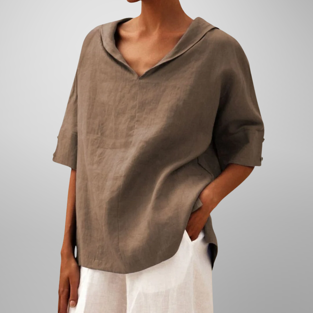 Calista™ - V-NECK TOP WITH COLLAR
